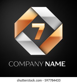 Number seven vector logo symbol in the colorful rhombus on black background. Vector template for your design