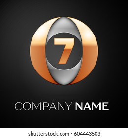 Number seven vector logo symbol in the colorful circle on black background. Vector template for your design