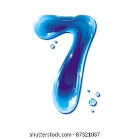 number seven, with water written numeral, Vector Illustration