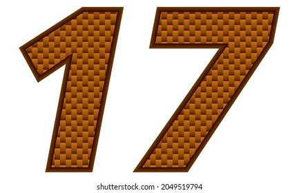 Ilustración vectorial Número Diecisiete. Naranja Patrón Número 17 Aislado En Fondo Blanco
