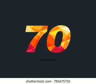 Number seventy 70 Logo Icon, filled with geometric pattern. polygon letter. Vector Element.
