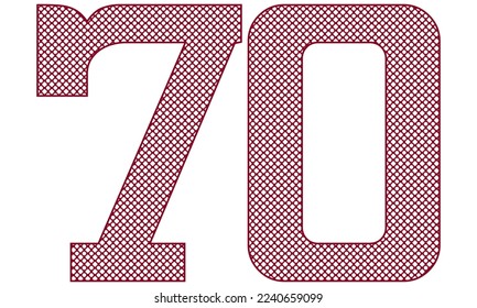 Number Seventy With Abstract Pattern Vector Illustration. Number 70 Isolated On A White Background
