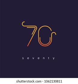 Number seventy, Digit 70 Logo Icon vector template.