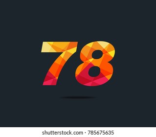 Number seventy eight 78 Logo Icon, filled with geometric pattern. polygon letter. Vector Element.
