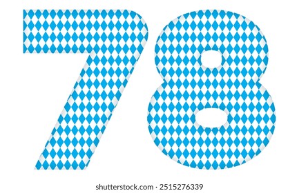 Number Seventy Eight With Bavarian Oktoberfest Seamless Pattern Vector Illustration. Number 78 Isolated On A White Background
