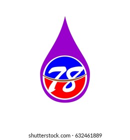 number seventy eight drop water logo vector