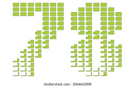 Número Setenta Y Ocho Vectores Ilustración. Número Verde 78 Aislado En Un Fondo Blanco
