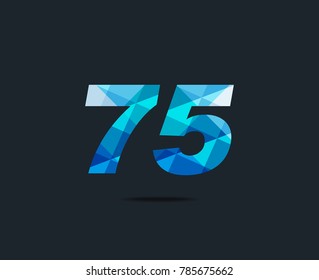 Number seventy five 75 Logo Icon, filled with geometric pattern. polygon letter. Vector Element.
