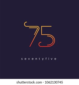 Number seventy five, Digit 75 Logo Icon vector template.