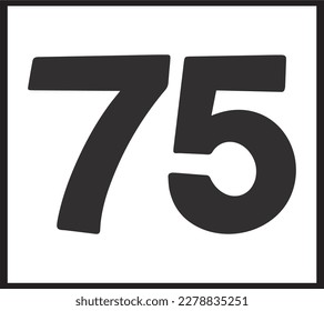 Número setenta y cinco aislados en ilustración vectorial de fondo blanco. 75