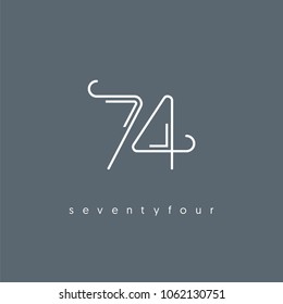 Number seventy four, Digit 74 Logo Icon vector template.