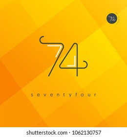 Number seventy four, Digit 74 Logo Icon vector template.