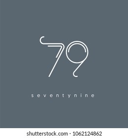 Number seventy nine, Digit 79 Logo Icon vector template.