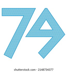 Number Seventy Nine With Greek Or Roman Ancient Font. Blue Number 79 With Traditional Greek Ornament
