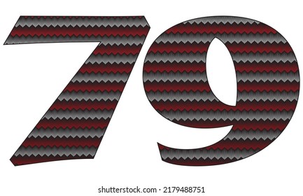 Number Seventy Nine With Jersey Pattern Vector Illustration. Number 79 Isolated On A White Background
