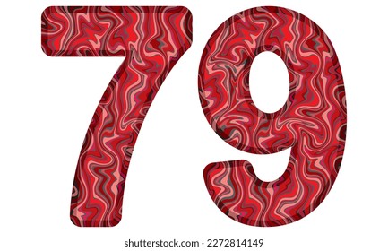 Number Seventy Nine With Liquid Marble Texture Vector Illustration. Number 79 Isolated On A White Background
