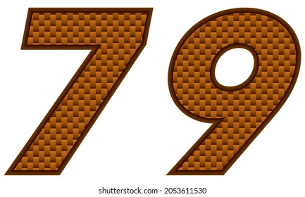 Number Seventy Nine Vector Illustration. Orange Patterned Number 79 Isolated On A White Background
