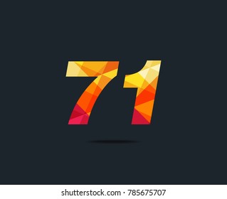 Number seventy one 71 Logo Icon, filled with geometric pattern. polygon letter. Vector Element.
