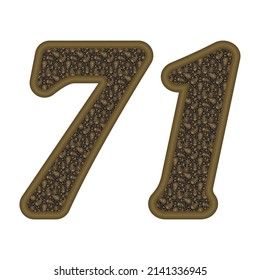 Number Seventy One With Arabian Style Arabesque Pattern Eastern Ethnic Ornament. Number 71 Isolated On A White Background
