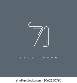 Number Seventy One Digit 71 Logo Stock Vector (Royalty Free) 1062130790