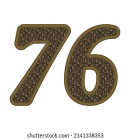 Number Seventy Six With Arabian Style Arabesque Pattern Eastern Ethnic Ornament. Number 76 Isolated On A White Background
