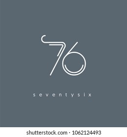 Number seventy six, Digit 76 Logo Icon vector template.