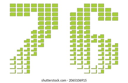 Number Seventy Six Vector Illustration. Green Number 76 Isolated On A White Background
