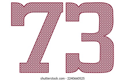 Número Setenta Y Tres Con Ilustración Del Vector De Patrón Abstracto. Número 73 Aislado En Un Fondo Blanco
