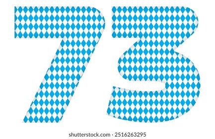 Number Seventy Three With Bavarian Oktoberfest Seamless Pattern Vector Illustration. Number 73 Isolated On A White Background
