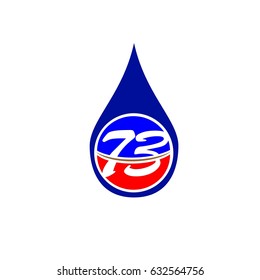 number seventy three drop water logo vector