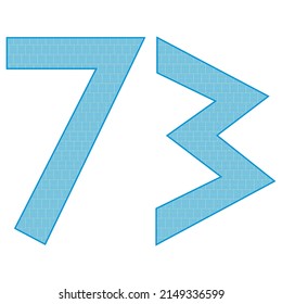 Number Seventy Three With Greek Or Roman Ancient Font. Blue Number 73 With Traditional Greek Ornament
