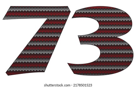 Number Seventy Three With Jersey Pattern Vector Illustration. Number 73 Isolated On A White Background
