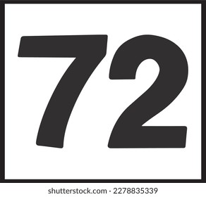 Number seventy two  isolated on white background vector illustration. 72