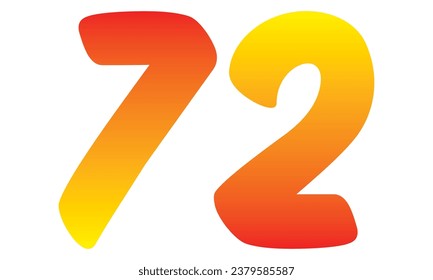 Number Seventy Two Isolated On A White Background. Number 72 Vector Illustration