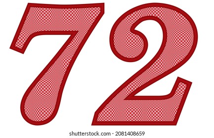 Number Seventy Two With Square Pattern Vector Illustration. Number 72 With Square Texture Isolated On A White Background

