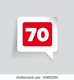 Number seventy vector label red