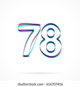Number Seventy-eight, 78 hand drawn with blue and pink highlighters, isolated on a blank background.
Vector illustration, easy to edit, manipulate, resize or colorize.