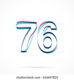 Number Seventy-six, 76 hand drawn with blue and pink highlighters, isolated on a blank background.
Vector illustration, easy to edit, manipulate, resize or colorize.