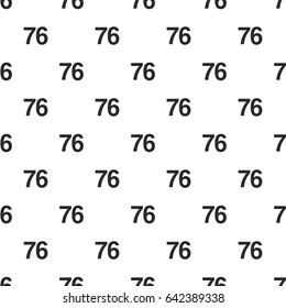 Number Seventy-six, 76 seamless pattern, isolated on white background. Vector illustration, easy to edit.
