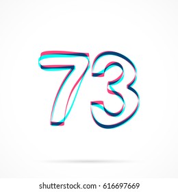 Number Seventy-three, 73 hand drawn with blue and pink highlighters, isolated on a blank background.
Vector illustration, easy to edit, manipulate, resize or colorize.