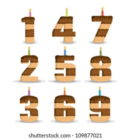 Number shape birthday cakes