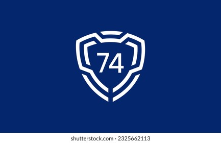 Number Shield Logo Blue Tech Modern IT
