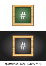 Number sign on chalkboard set. Vector illustration.