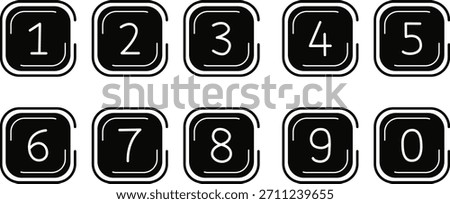 Number signs 0 To 9 with a square design vector