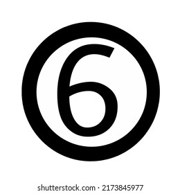 Number Six 6 in circle vector