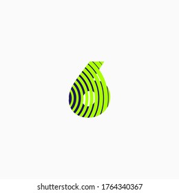 number six (6) in green and blue color on curved lines, editable vector
