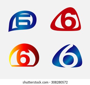 Number six 6 logo icon set
