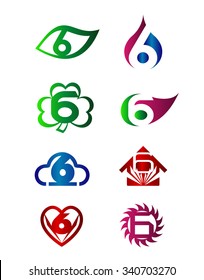 Number six 6 logo icon set
