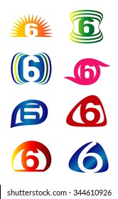 Number six 6 logo icon set
