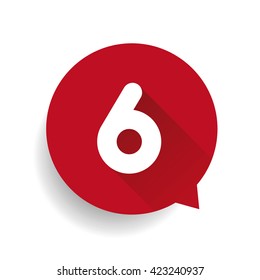 Number six 6 speech bubble red